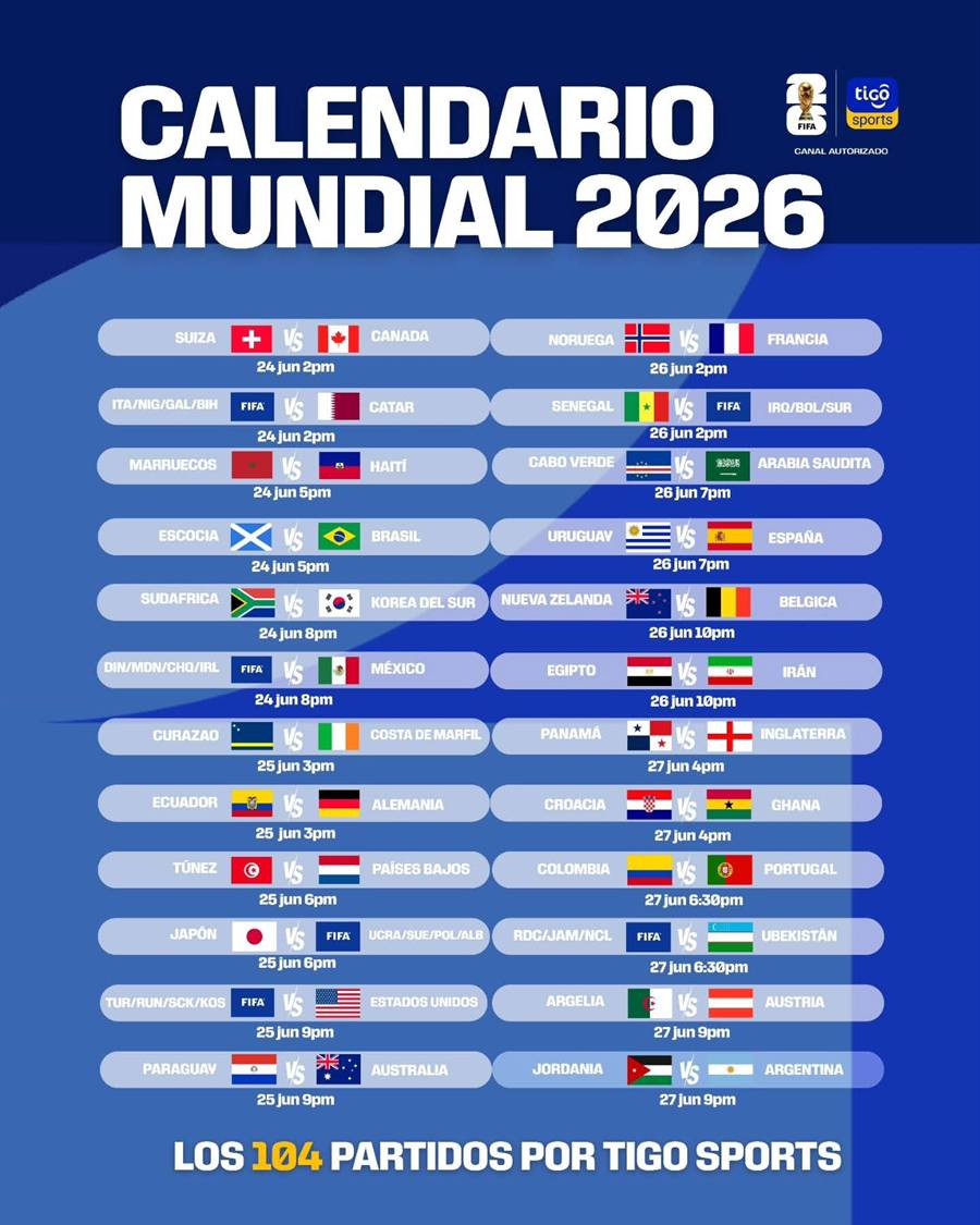 Calendario completo de partidos del Mundial 2026
