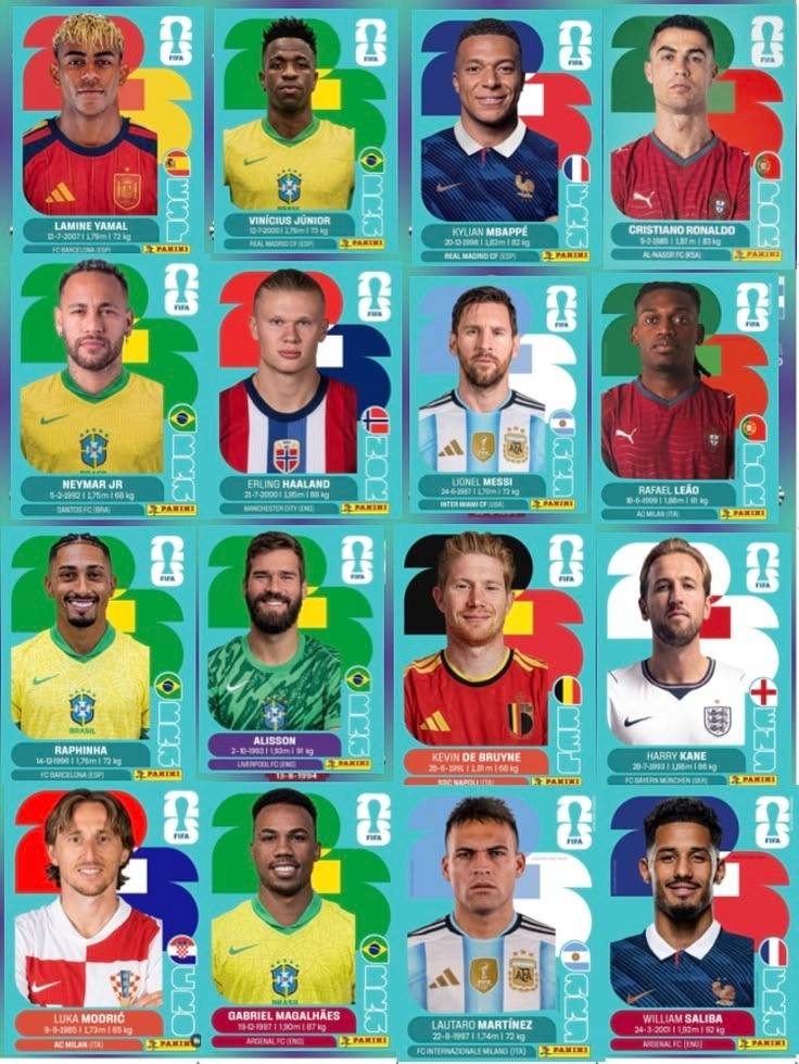 Hojas de láminas de jugadores en alta definición